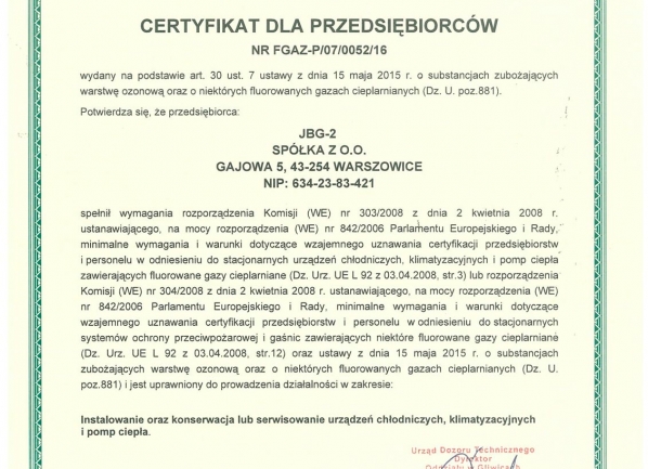 Certyfikat FGAZ