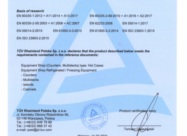 Certyfikat zgodności TUV - ENG